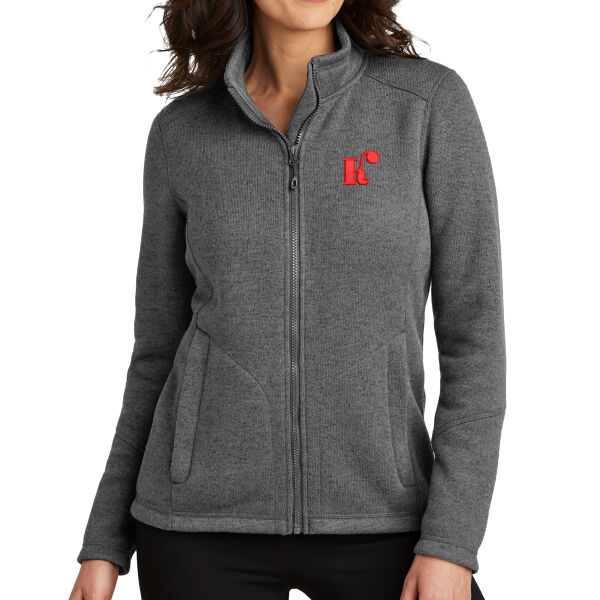 Port Authority® Ladies Arc Sweater Fleece Jacket - Embroidered Logos Thumbnail